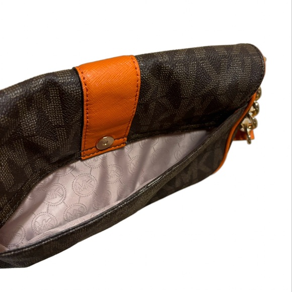 AUTHENTIC NWOT Michael Kors Monogram Brown & Orange Shoulder Bag - Picture 9 of 17